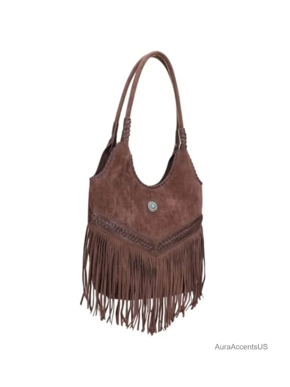 Suede Fringe Hobo Tote Shoulder Bag with Tassels